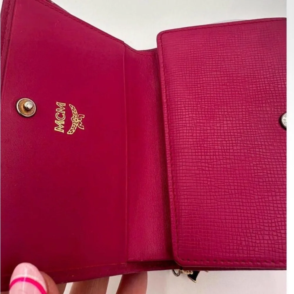 MCM Tri Fold Snap Wallet Berry - Picture 6 of 7